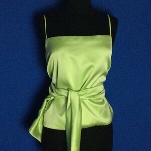 Zara Lime Green Satin XL Halter Backless Tie Adjustable Straps